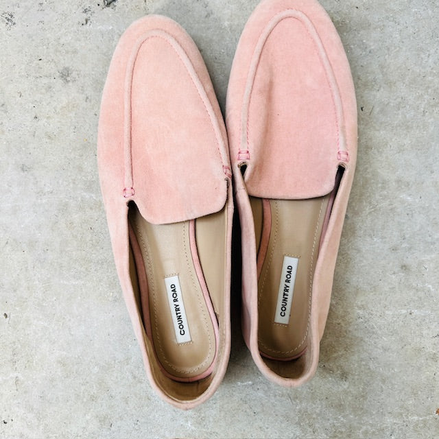 COUNTRY ROAD / pink 'katie' suede leather loafers / 39 (3894108220574192554)