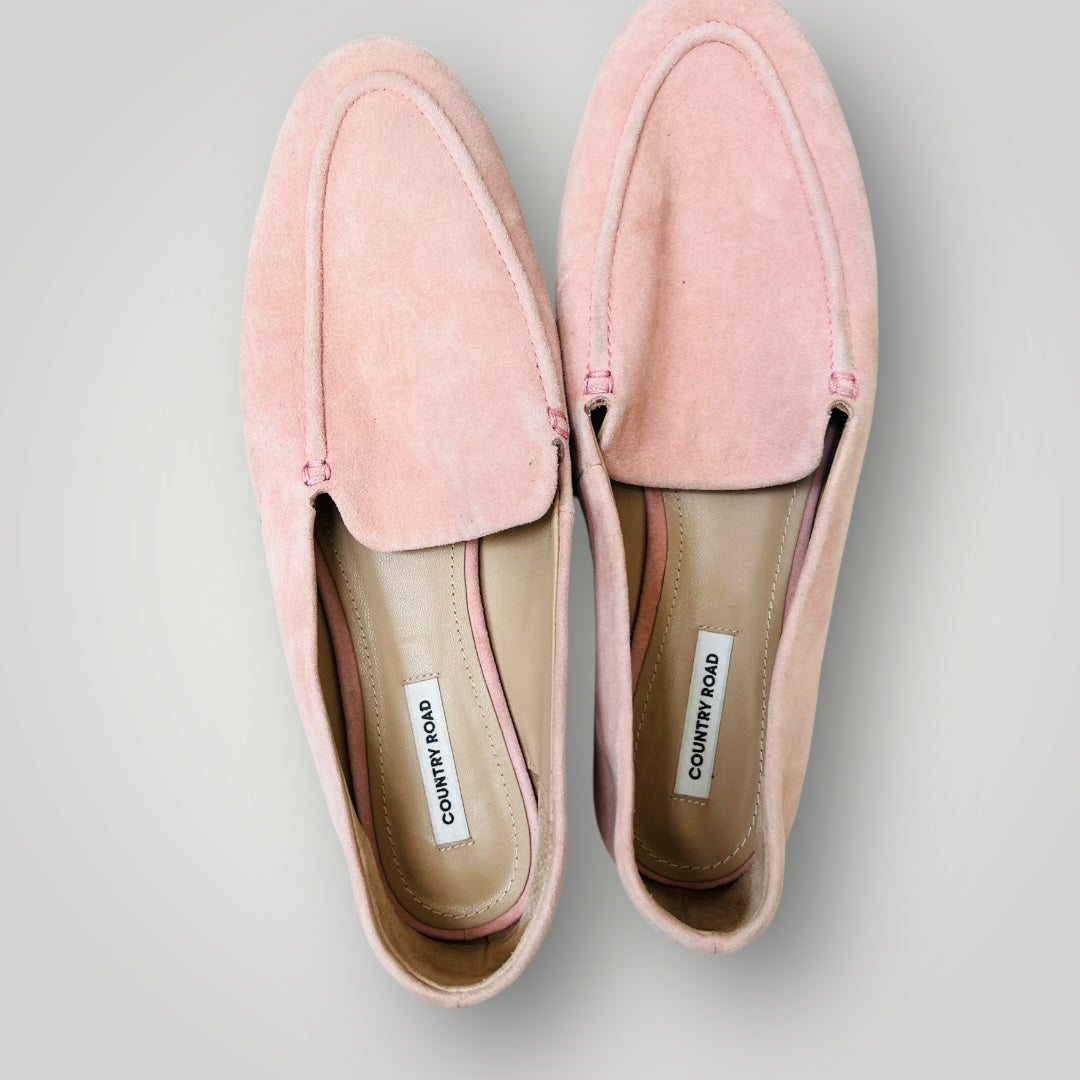 COUNTRY ROAD / pink 'katie' suede leather loafers / 39 (3894108709859552883)