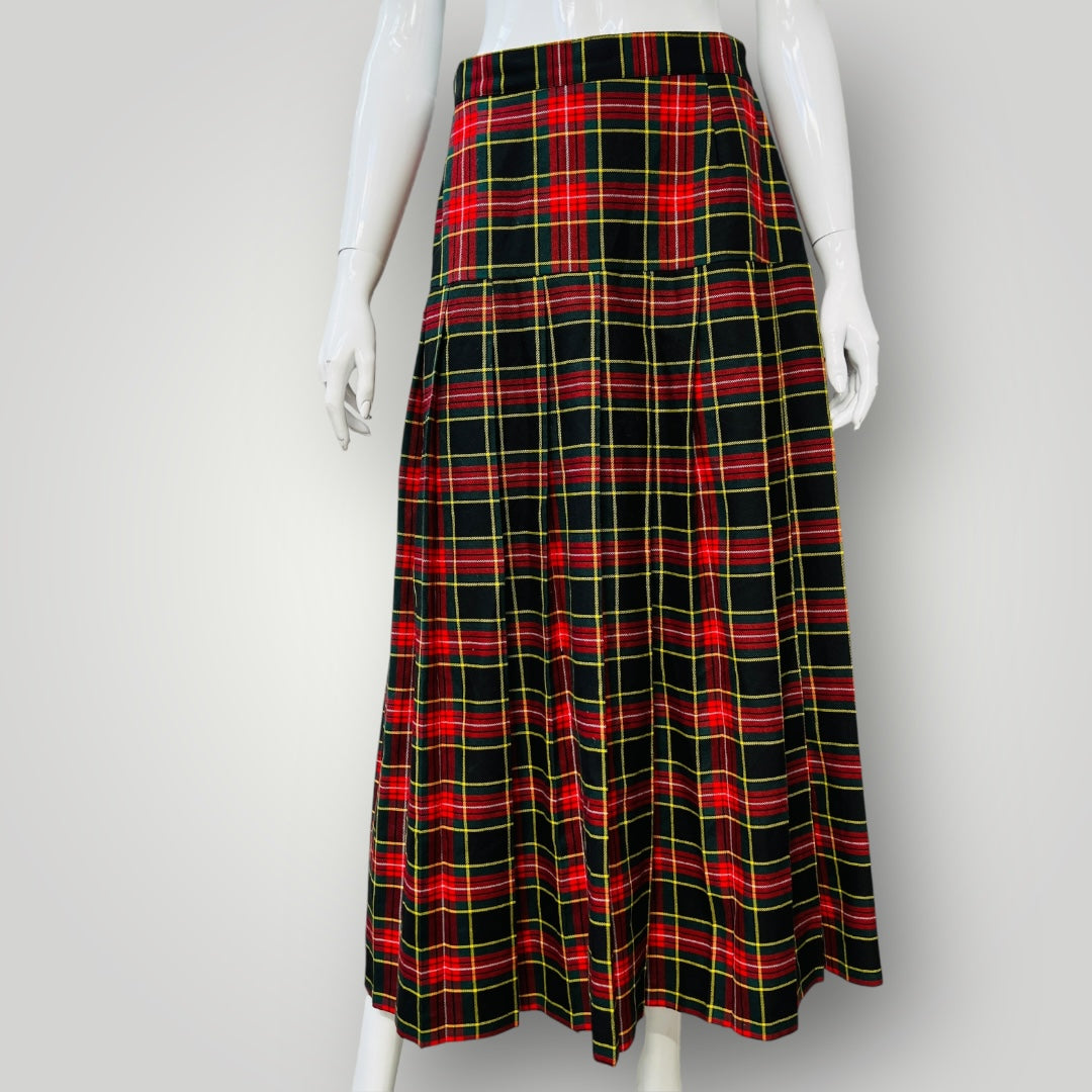 1980s nz vintage / CHARADE / tartan drop waist maxi skirt / 14 (3894272279184466828)