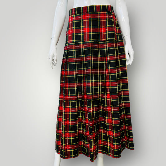 1980s nz vintage / CHARADE / tartan drop waist maxi skirt / 14 (3894272279184466828)