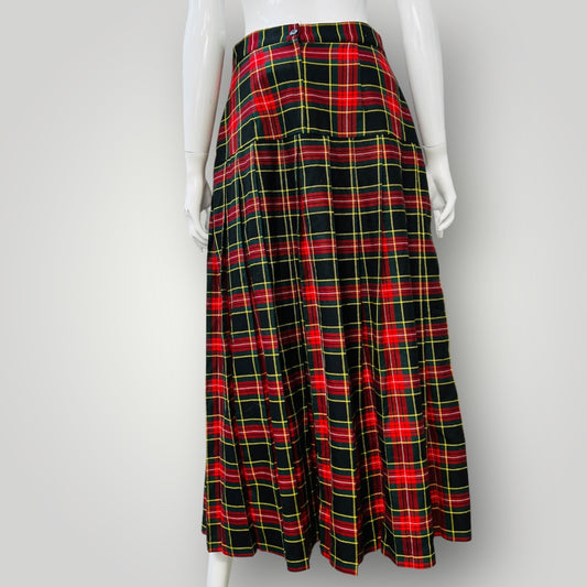 1980s nz vintage / CHARADE / tartan drop waist maxi skirt / 14 (3894272281504128303)