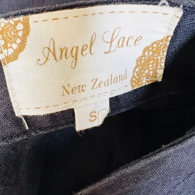 ANGEL LACE / blue linen dress / s / made in nz (3894342036928003305)