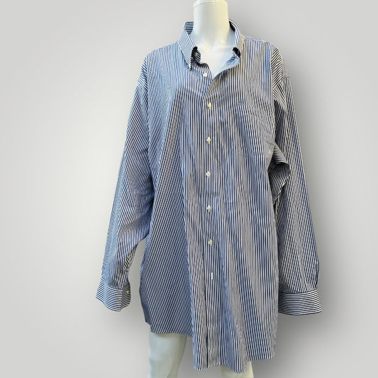 vintage / BROOKS BROTHERS / blue striped cotton shirt / L/XL (3894342257465742090)