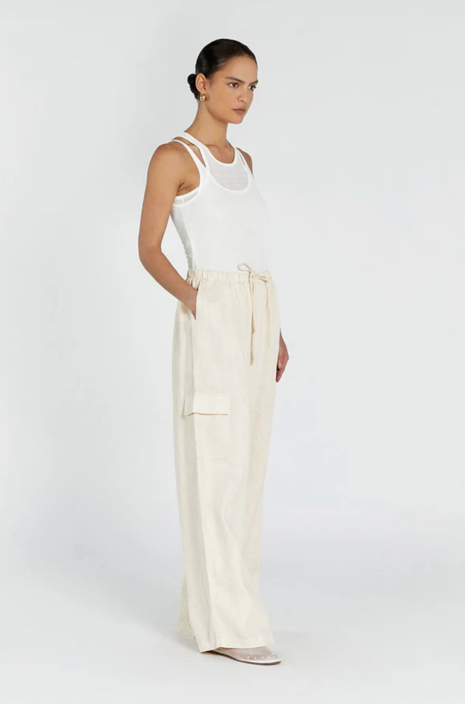 DISSH / INGRID buttermilk linen cargo pants / 12 (3894351005766644625)