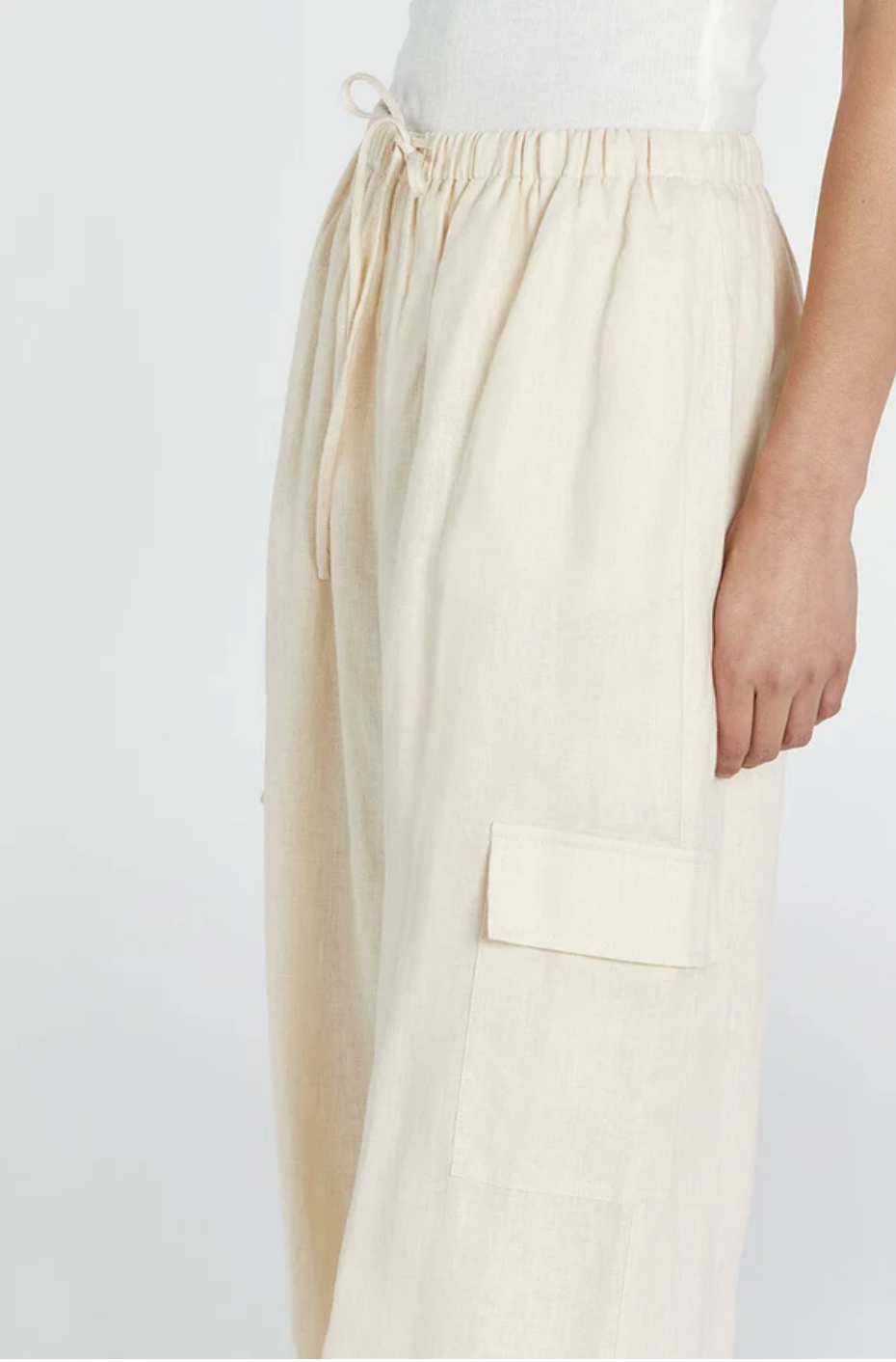 DISSH / INGRID buttermilk linen cargo pants / 12 (3894351012642786200)
