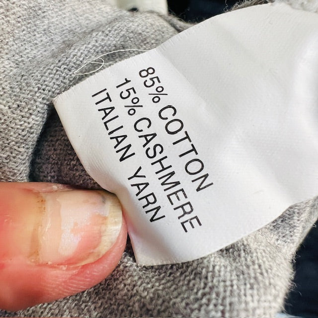 ASHLEY FOGEL / grey cotton cashmere cardigan / 2000s nz vintage / s/m (3894552631565896405)
