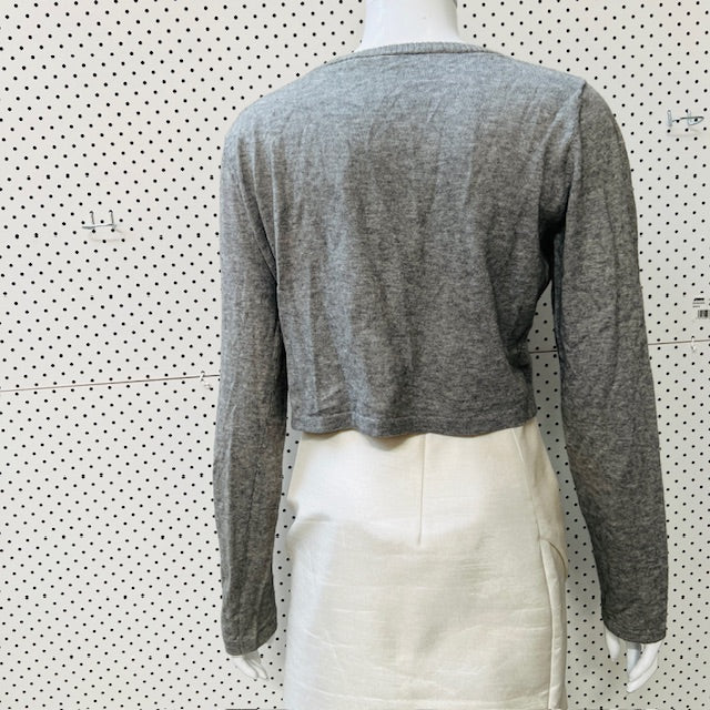 ASHLEY FOGEL / grey cotton cashmere cardigan / 2000s nz vintage / s/m (3894552633635611530)