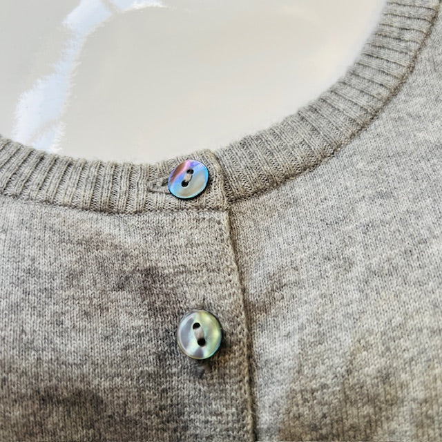 ASHLEY FOGEL / grey cotton cashmere cardigan / 2000s nz vintage / s/m (3894552637936472204)