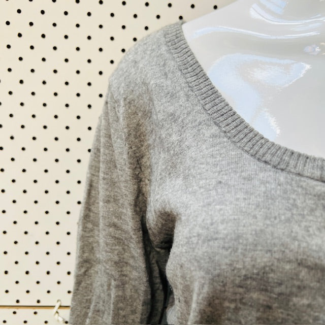ASHLEY FOGEL / grey cotton cashmere cardigan / 2000s nz vintage / s/m (3894552639935294814)