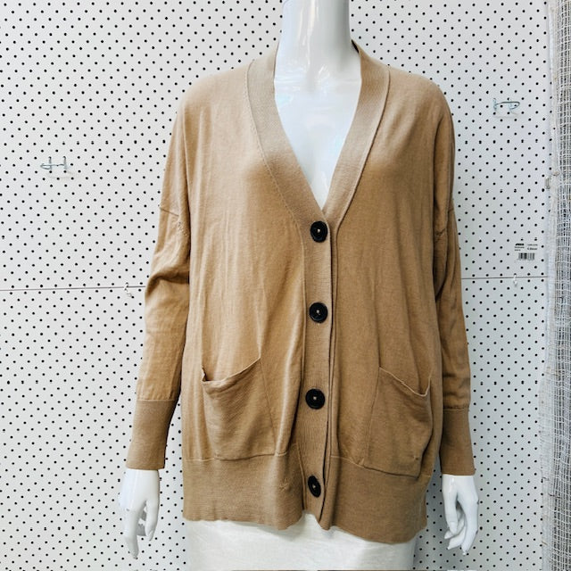 SILLS / brown merino cardigan / m (3894552696906679155)