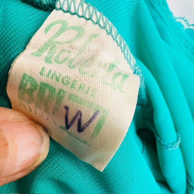 1960s nz vintage lingerie / ROBERTA tulle nightgown in bright green / w (3894552734532464855)