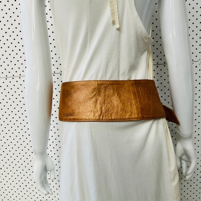 1990s nz vintage / CAROLINE MOORE / leather belt / made in nz / m (3894552807946409286)