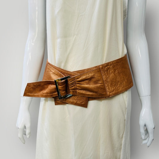 1990s nz vintage / CAROLINE MOORE / leather belt / made in nz / m (3894553002772010882)