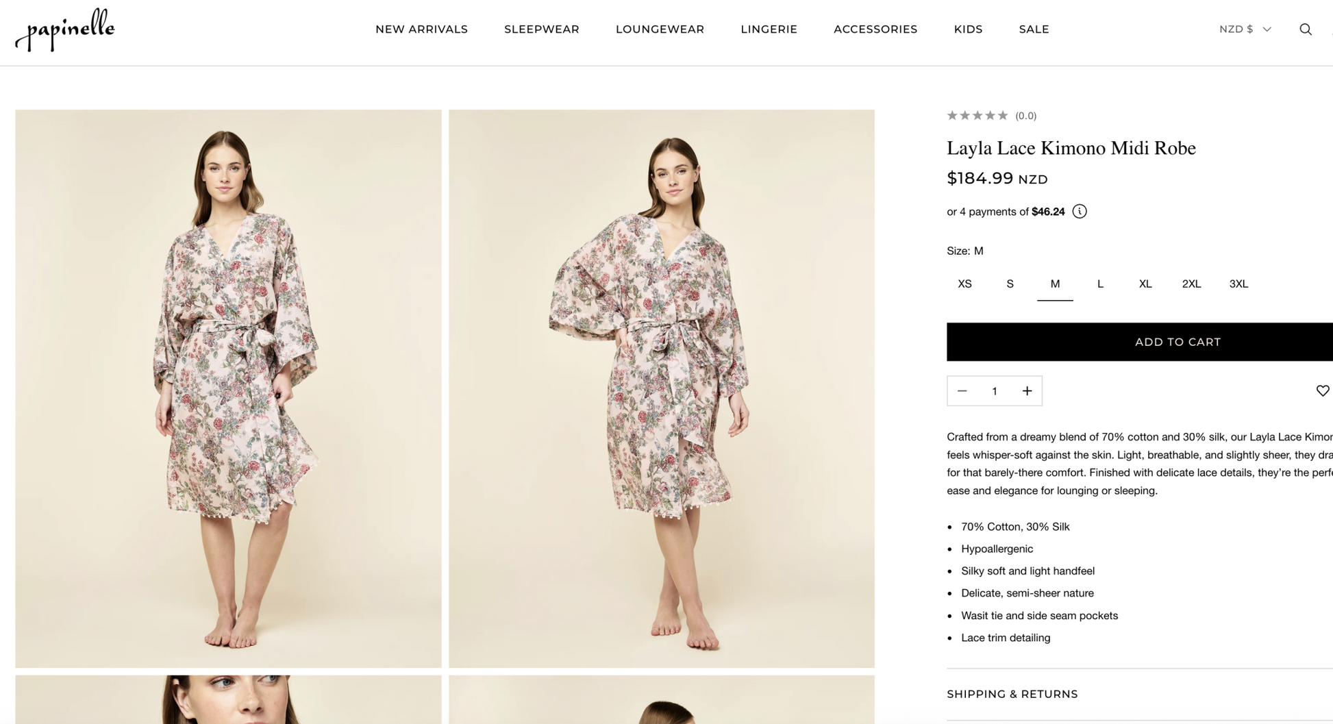 PAPINELLE / 'LAYLA' midi robe in silk / L / $185rrp (3894707833023756467)