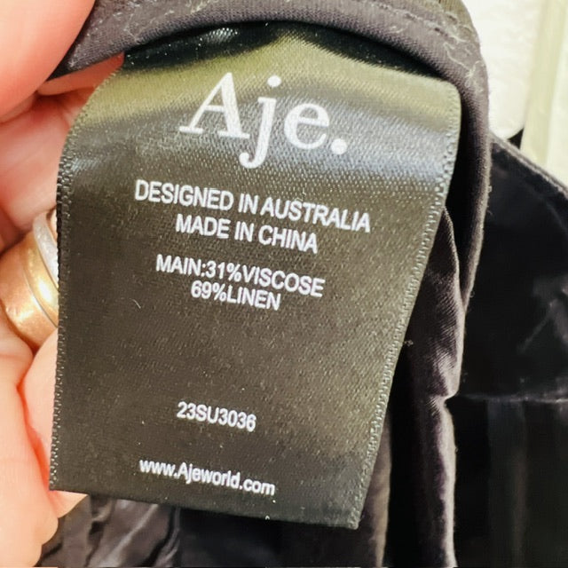 AJE / high waisted linen pants in black / s (3894814975952230195)