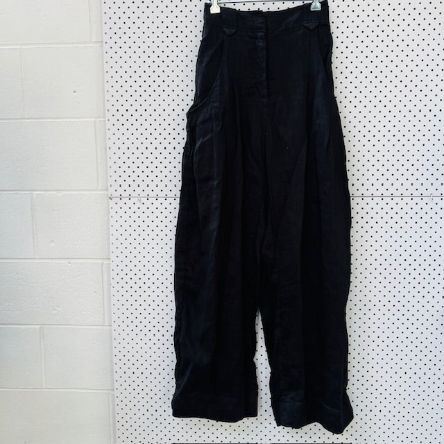AJE / high waisted linen pants in black / s (3894814984336759986)