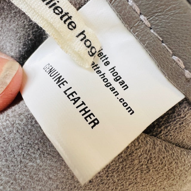 JULIETTE HOGAN / grey brown leather shorts / s / made in nz (3894815034428508770)