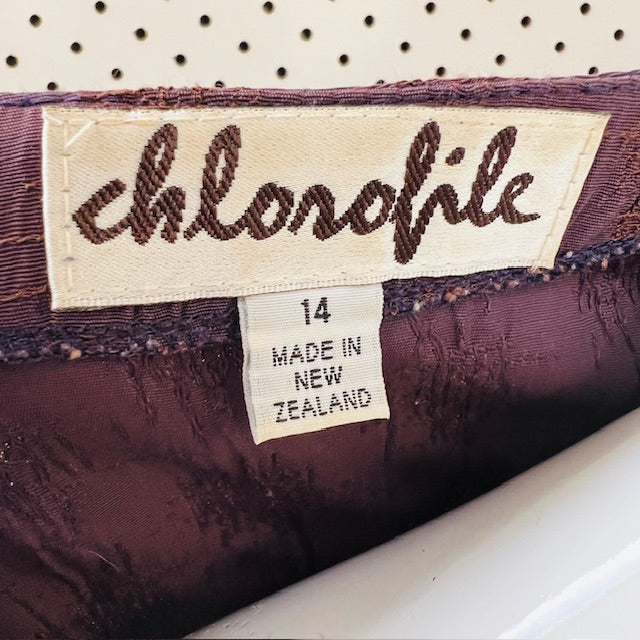 1990s nz vintage / CHLOROFILE / burgundy top / 14 (3894815060366845180)