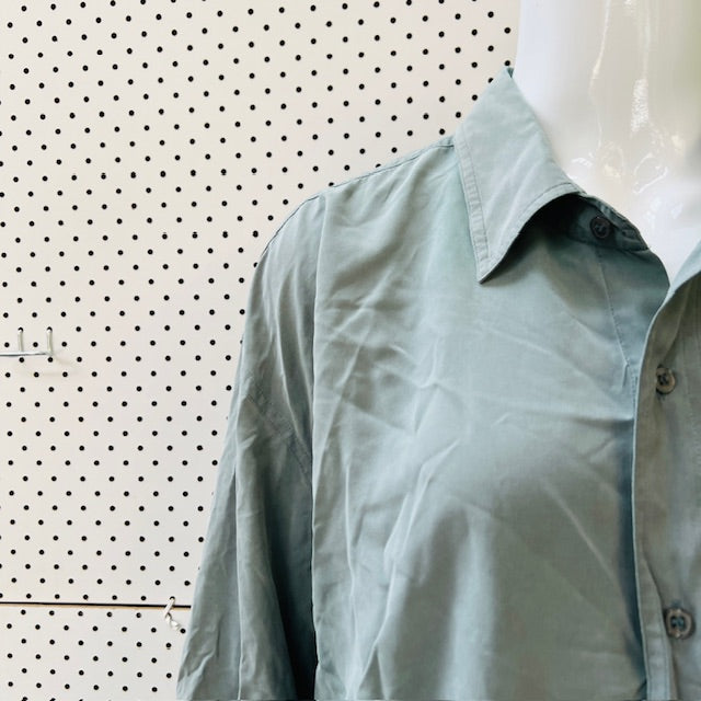 1990s vintage / WHITBY / sandwashed silk shirt in green / XL (3894815082800892603)