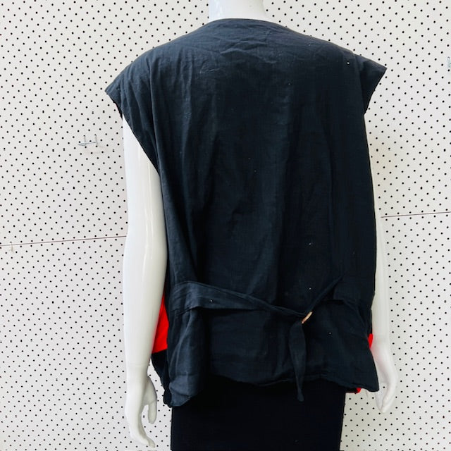 velvet / waistcoat / red + black / L/XL (3894815122307902856)