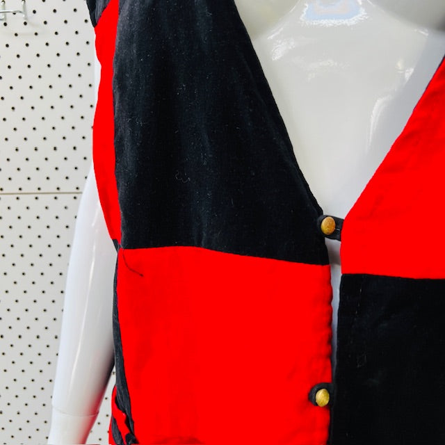 velvet / waistcoat / red + black / L/XL (3894815125604287098)