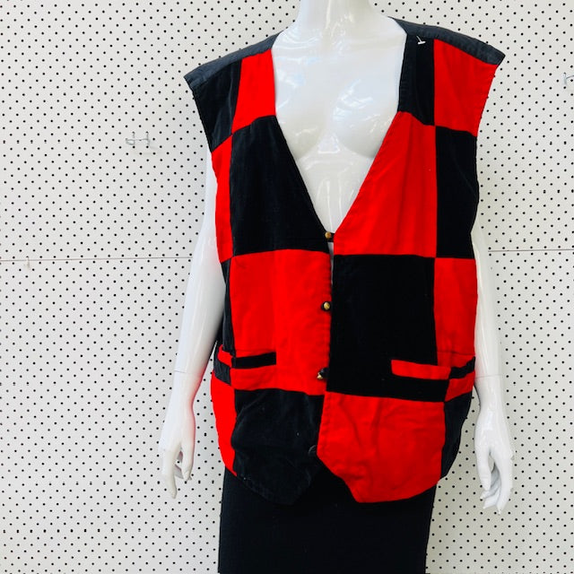 velvet / waistcoat / red + black / L/XL (3894815127186666334)
