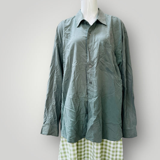 1990s vintage / WHITBY / sandwashed silk shirt in green / XL (3894815323483252968)