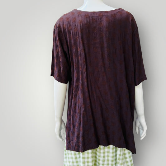 1990s nz vintage / CHLOROFILE / burgundy top / 14 (3894815332704280809)