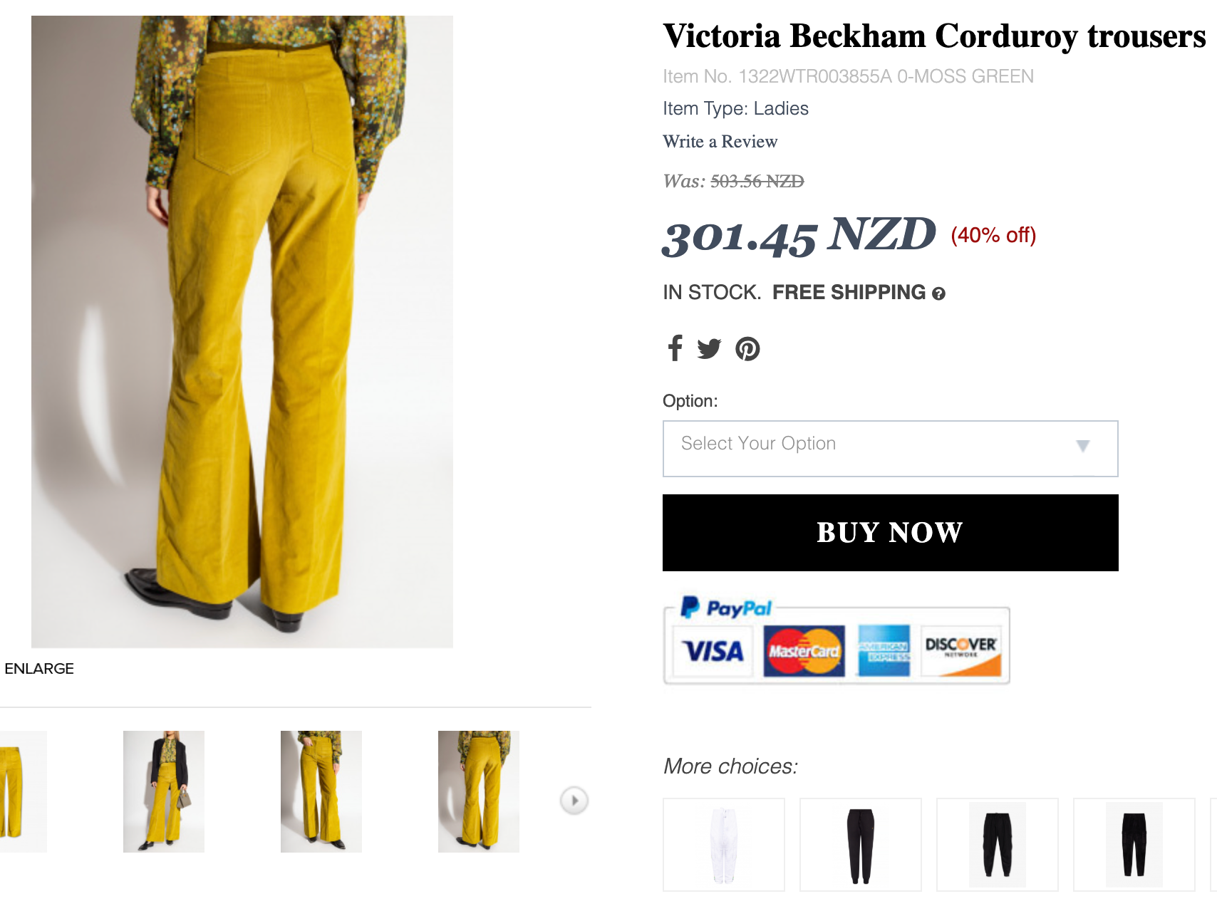 VICTORIA BECKHAM / 'alina' corduroys in chartreuse moss green / 10 (3894871323642282844)