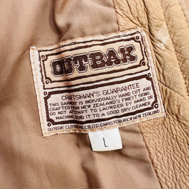 1970s vintage / OUTBACK soft brown leather jacket / L / made in nz (3895305200929515643)