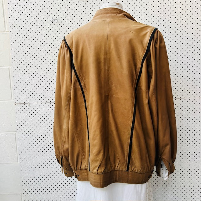 1970s vintage / OUTBACK soft brown leather jacket / L / made in nz (3895305204241469424)