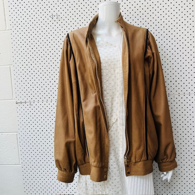 1970s vintage / OUTBACK soft brown leather jacket / L / made in nz (3895305213721621138)
