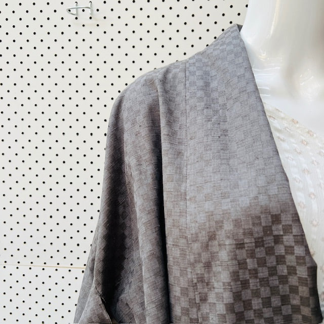 vintage / grey kimono hanten / one size (3895305221713266380)