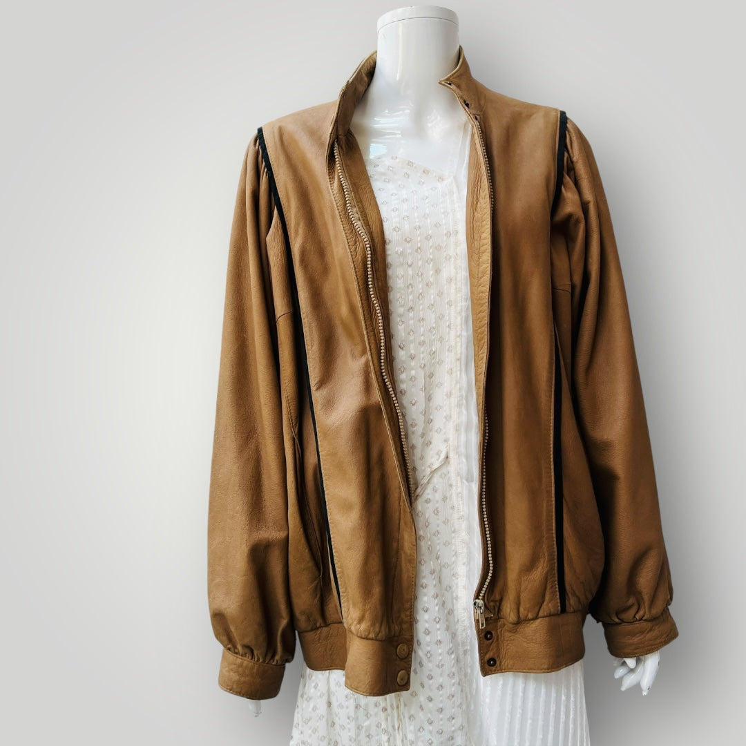 1970s vintage / OUTBACK soft brown leather jacket / L / made in nz (3895305362020558183)
