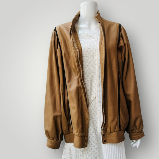 1970s vintage / OUTBACK soft brown leather jacket / L / made in nz (3895305362020558183)