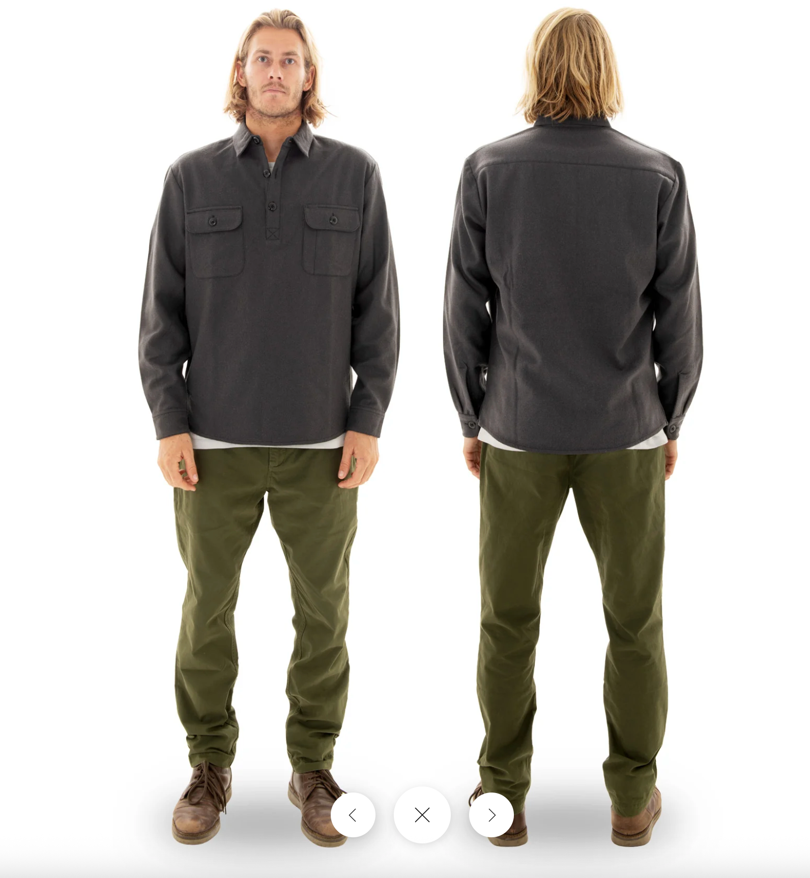 NEED ESSENTIALS / grey wool pullover shirt / s (3895377456349175853)