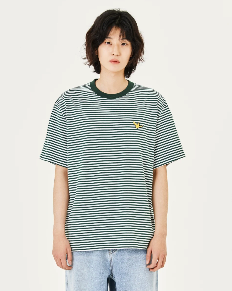 MARK GONZALES / logo striped longsleeved shirt / m (3895377945951556988)
