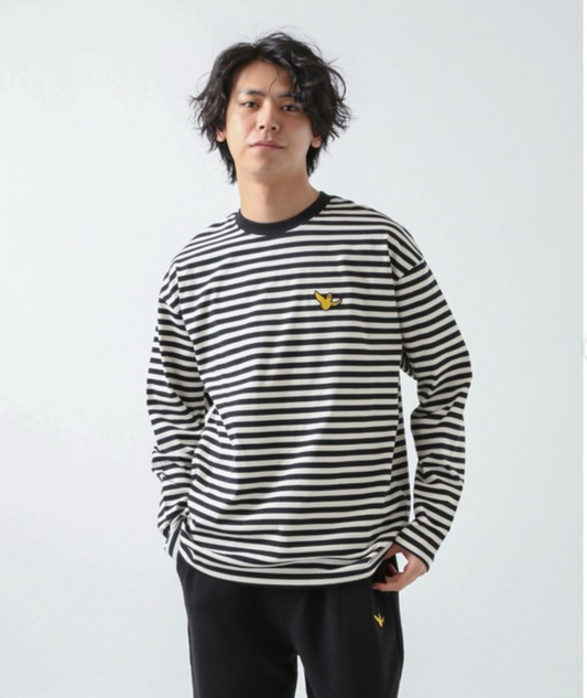 MARK GONZALES / logo striped longsleeved shirt / m (3895377948355258745)