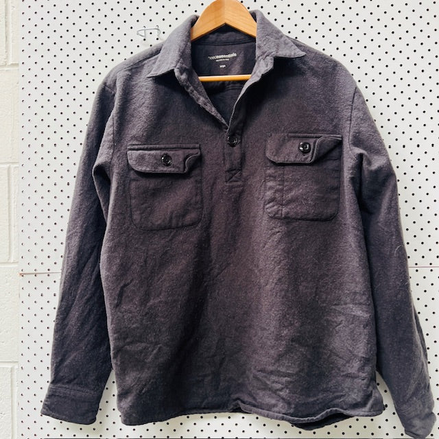 NEED ESSENTIALS / grey wool pullover shirt / s (3895387164956325194)
