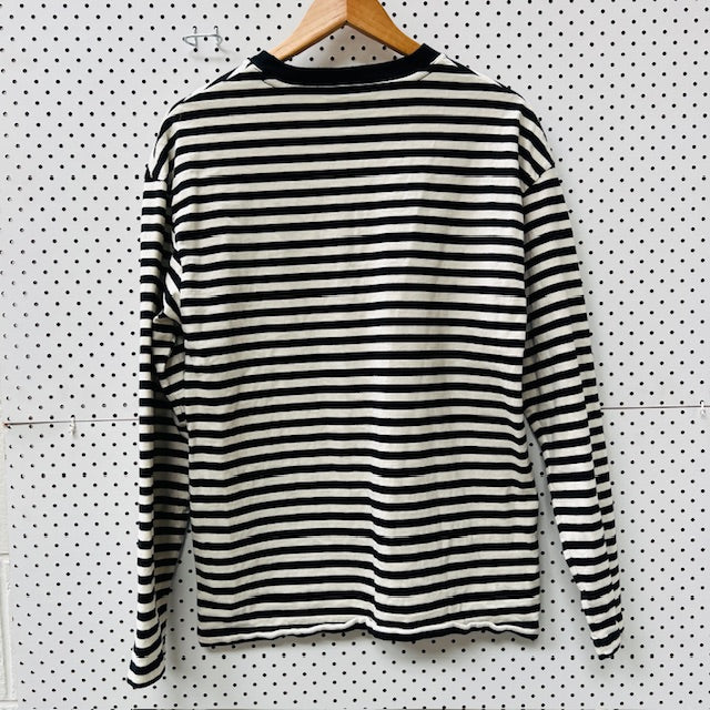 MARK GONZALES / logo striped longsleeved shirt / m (3895387170788915191)