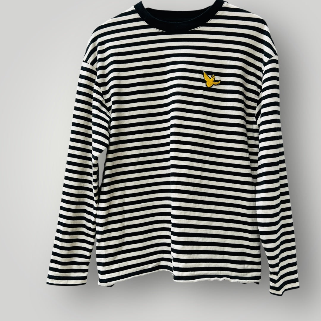 MARK GONZALES / logo striped longsleeved shirt / m (3895387446913476964)