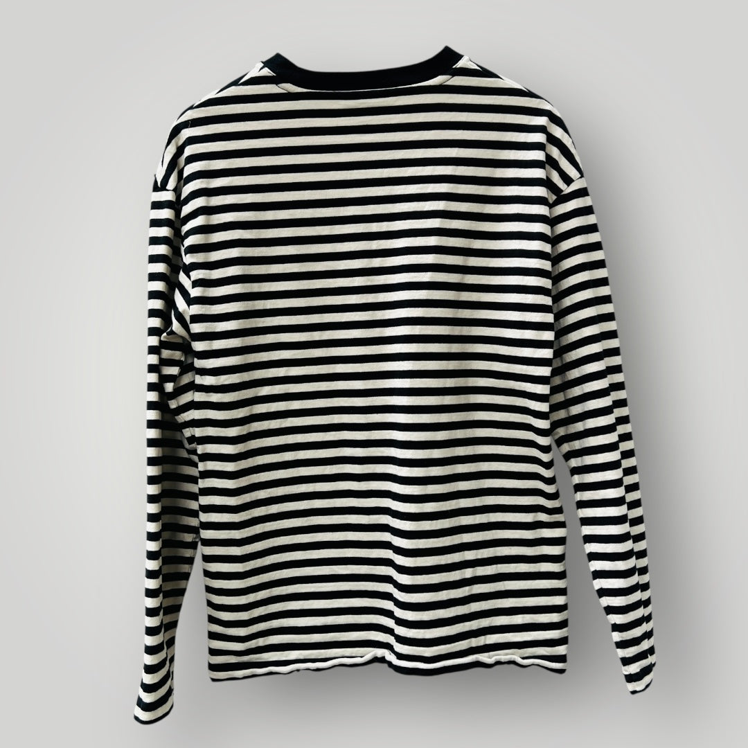MARK GONZALES / logo striped longsleeved shirt / m (3895390316708899691)