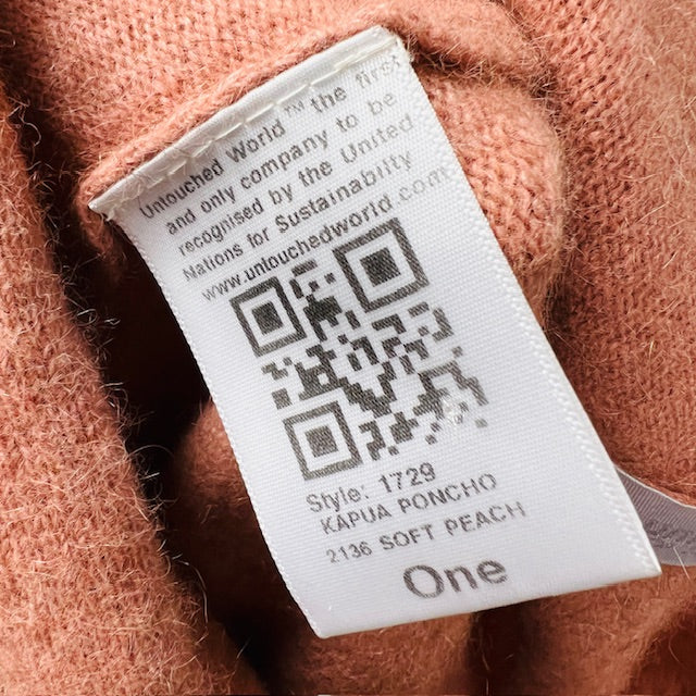 UNTOUCHED WORLD / 'kapua' cashmere possum silk poncho / soft peach (3895477945202581457)