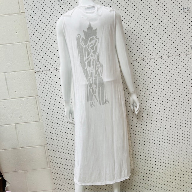NOM*D / white silk mixed dress / s (3895478168239512655)