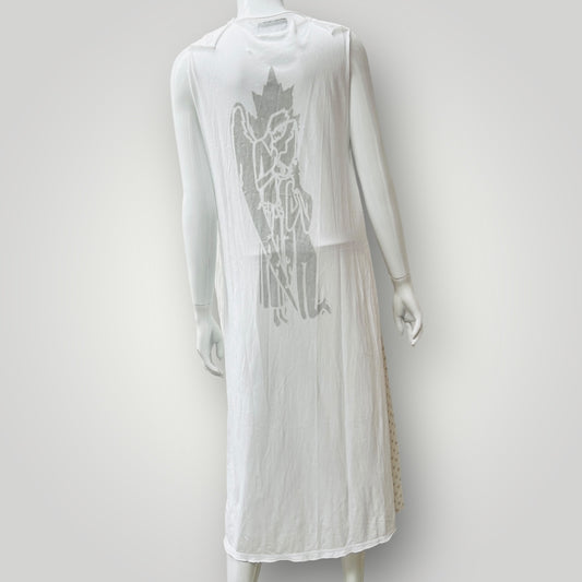 NOM*D / white silk mixed dress / s (3895478312161328594)