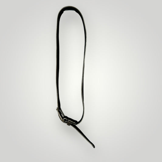 NINE WEST / leather belt with chain metal edging /  XL (3895478327950021738)