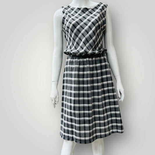1980s nz vintage / KAMA SILHOUET / plaid dress / 12 (3895478339766384643)