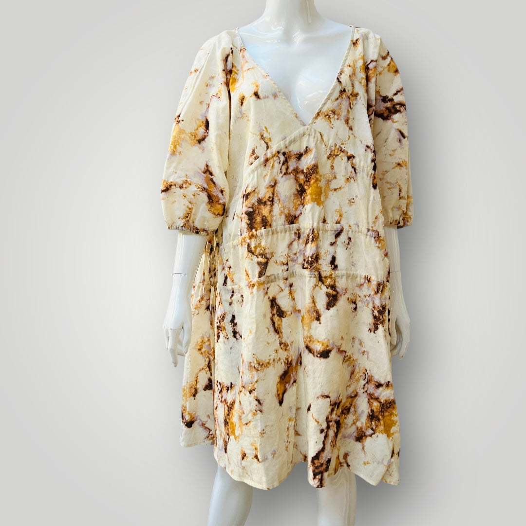 ZARA / dress with fitted top and flared skirt / m (3895559519291474624)