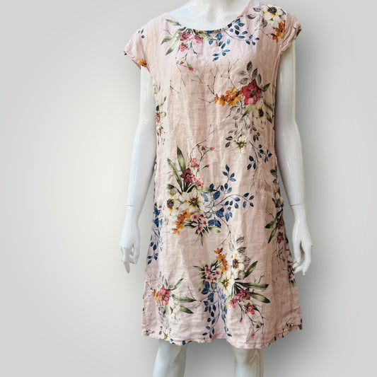 WEDNESDAY LULU / floral linen dress / made in italy / s (3895559527728643788)