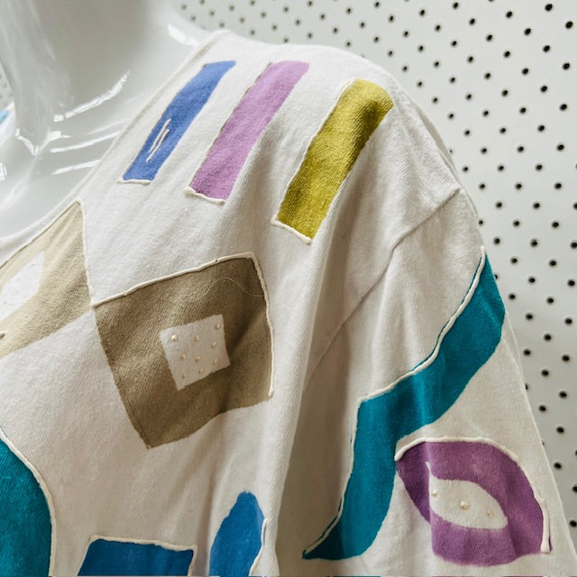 1990s aussie vintage / VORSA / handpainted tee / L (3895653187628595813)